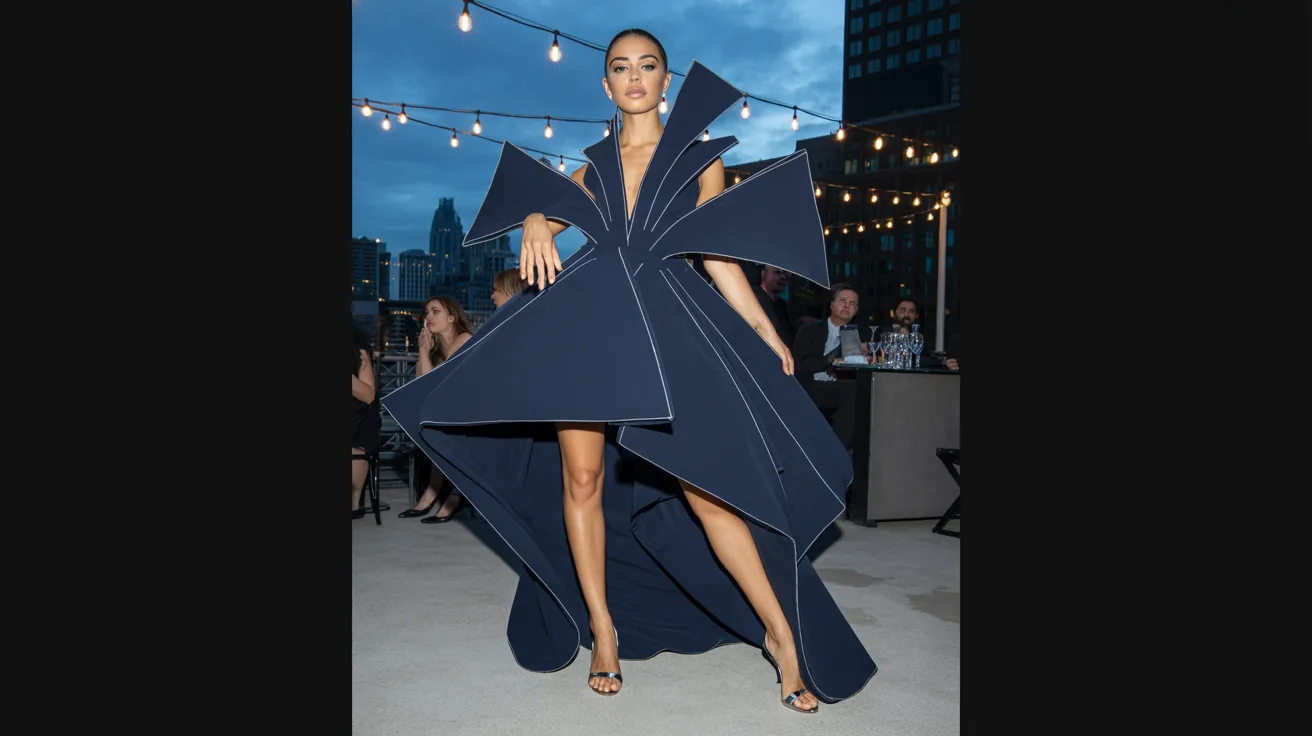 A person wearing a custom-made dress designed by another individual, showcasing unique style and craftsmanship.