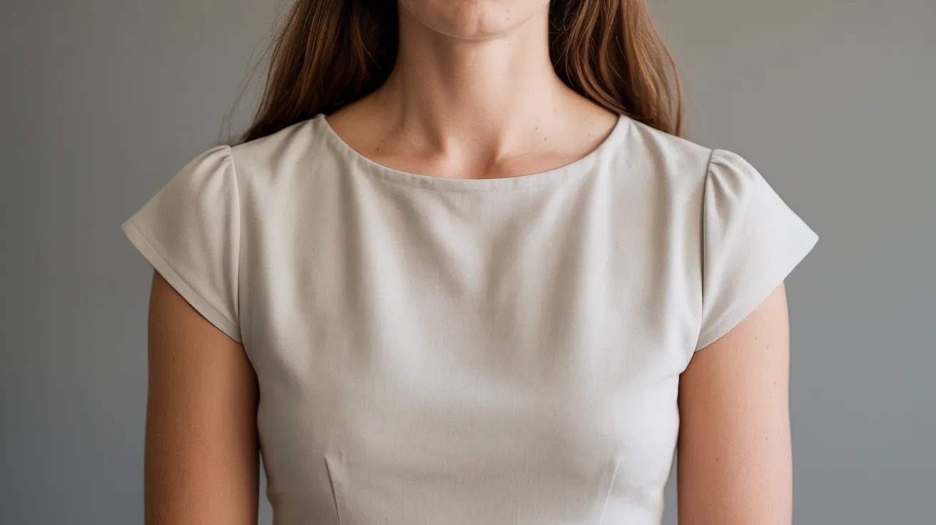 A woman in a white shirt gazes upward, her expression thoughtful and contemplative.