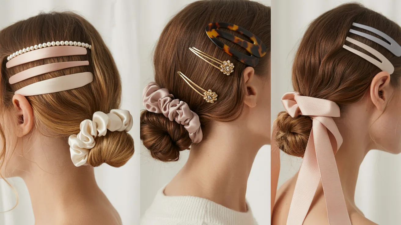 hair clips featuring various bow designs in different colors and styles arranged on a light background.
