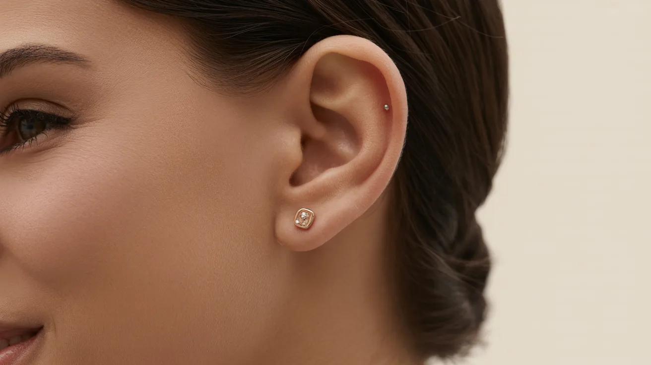 A woman wearing elegant earrings, showcasing her style and adding a touch of sophistication to her look.
