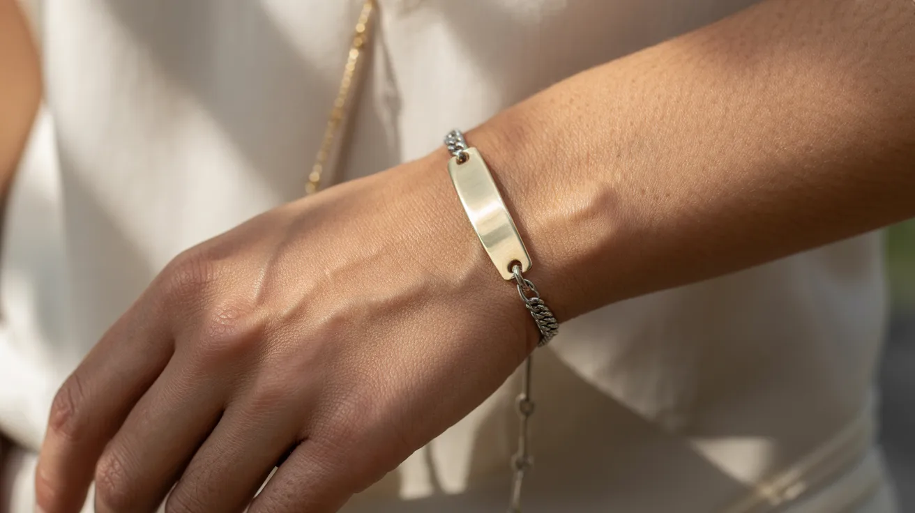 A woman's hand elegantly holds a gold bracelet, showcasing its shine and intricate design.
