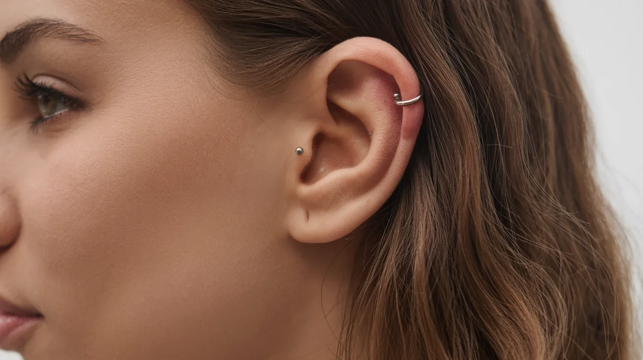 A woman with an ear piercing, showcasing her unique style and personal expression.