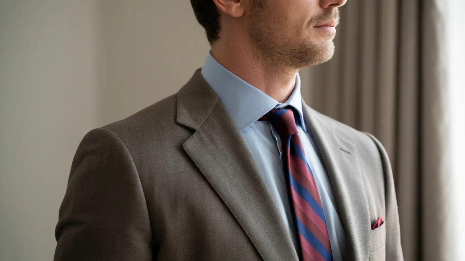  A man in a suit and tie gazes thoughtfully to the side, conveying a sense of contemplation and professionalism.