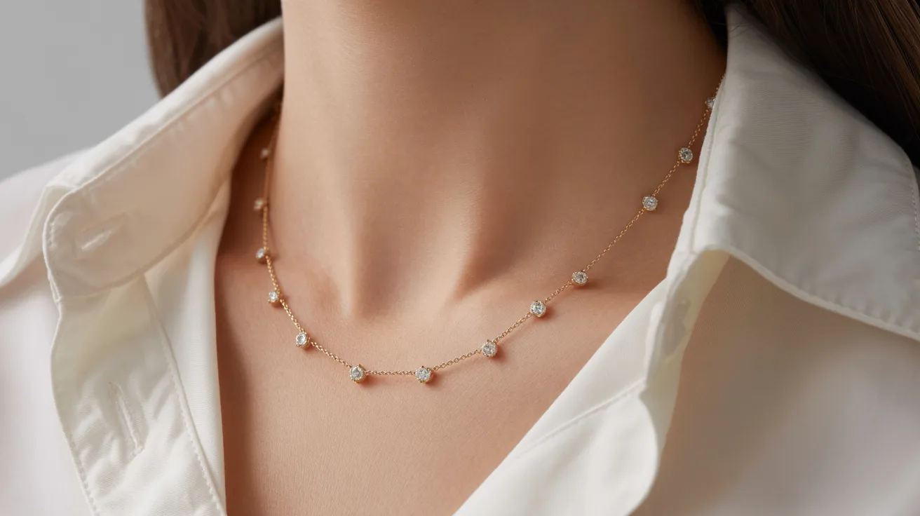A luxurious necklace crafted from gold and adorned with sparkling diamonds.