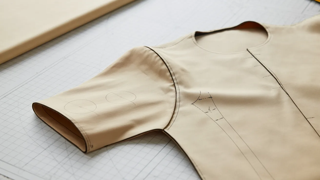A man's shirt laid on a table alongside a pencil and a ruler, suggesting preparation for a design or measurement task.