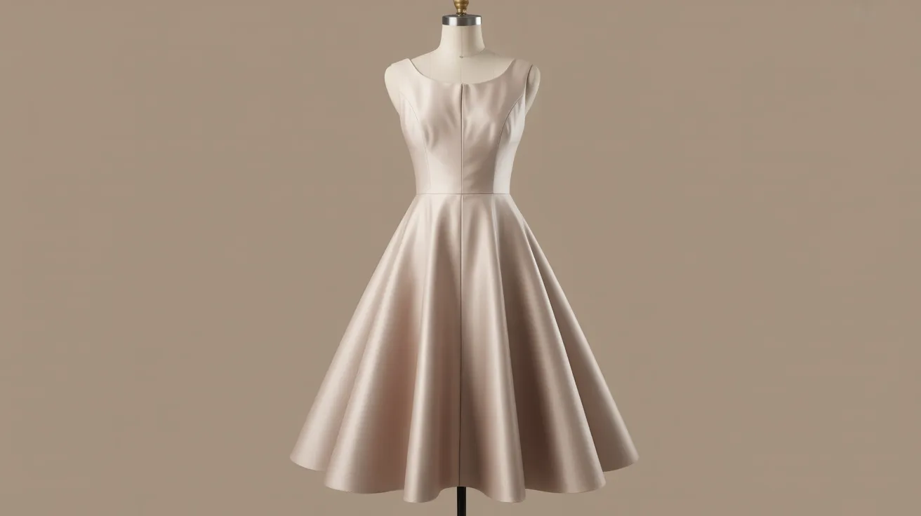  A-line scoop neck tea-length satin prom dress in a soft hue, elegantly draping to enhance the silhouette.

