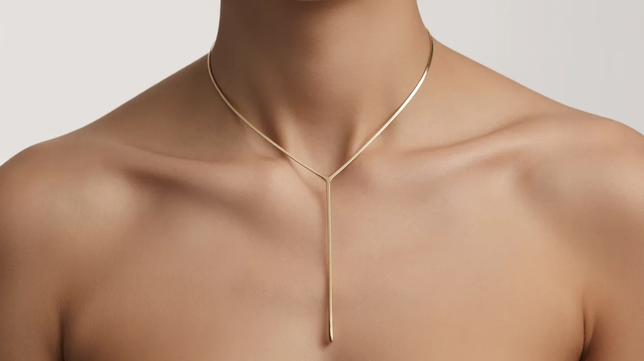 A sleek gold necklace crafted from a single bar of gold, showcasing its elegant and minimalist design.