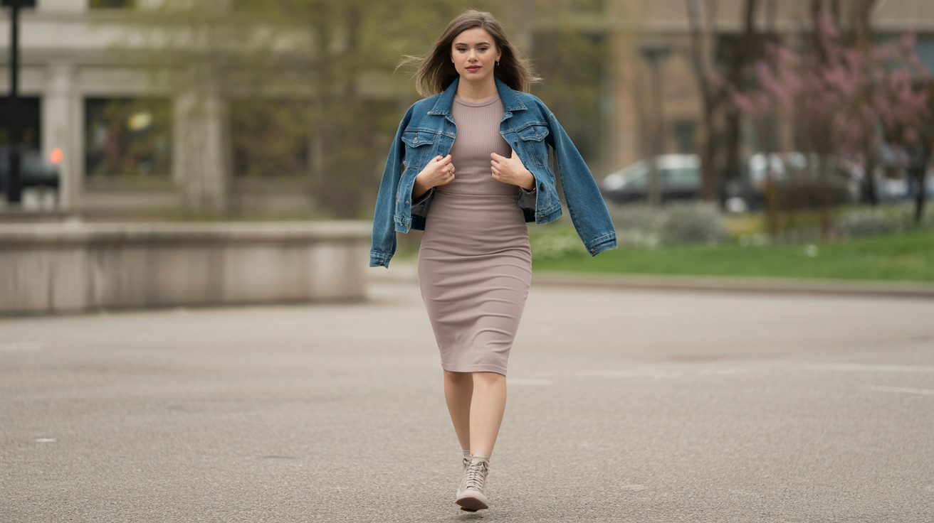 Layered Look with Denim Jacket