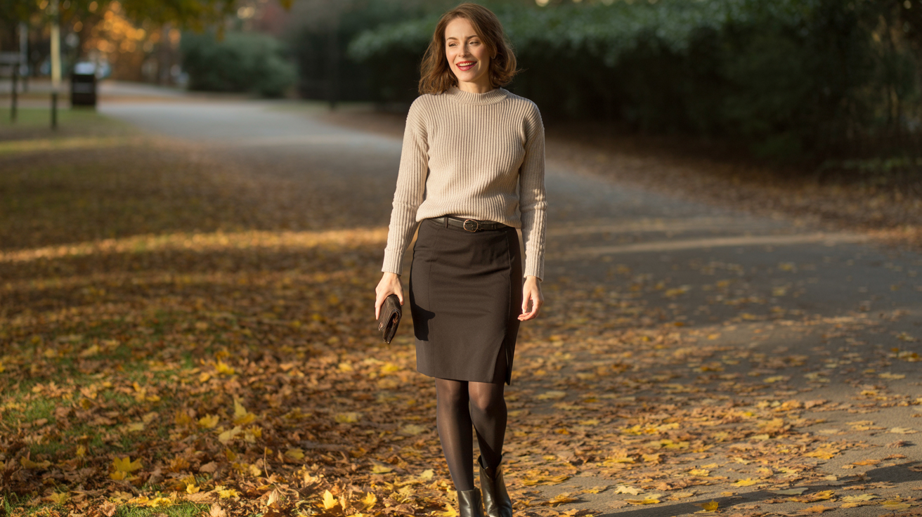 Wool Sweater with Pencil Skirt