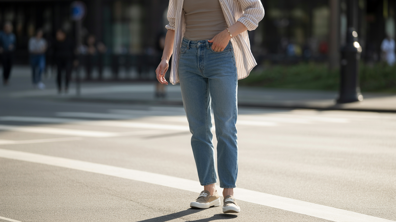 Straight Leg Jeans with Tank and Button Down