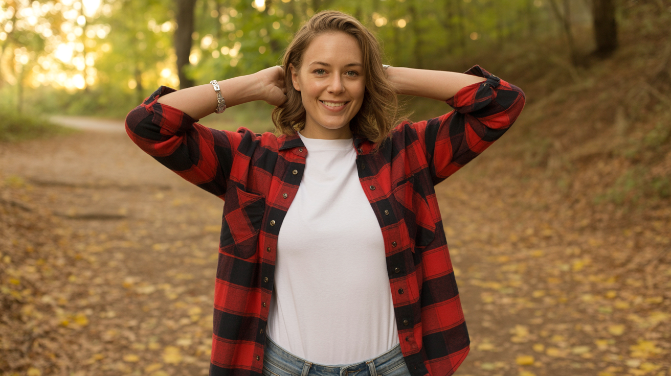 Flannel Shirt Over Plain Tee