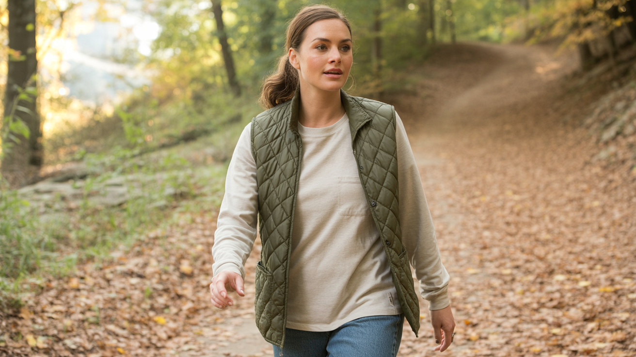 Quilted Vest Over Long Sleeves