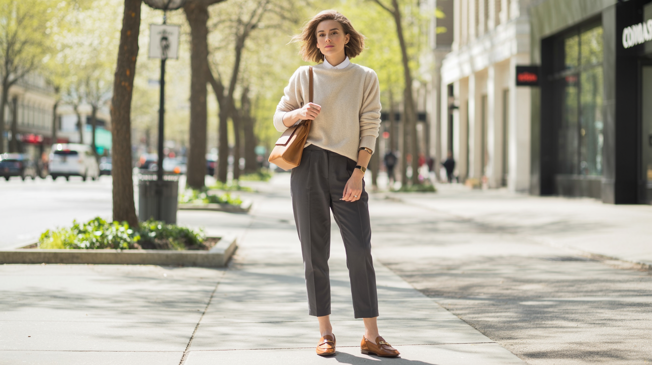Cropped Pants with Fitted Sweater