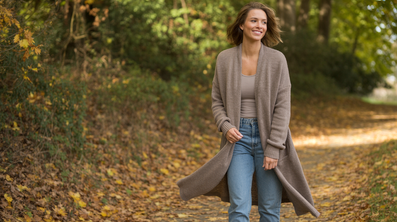 Long Cardigan with Fitted Top