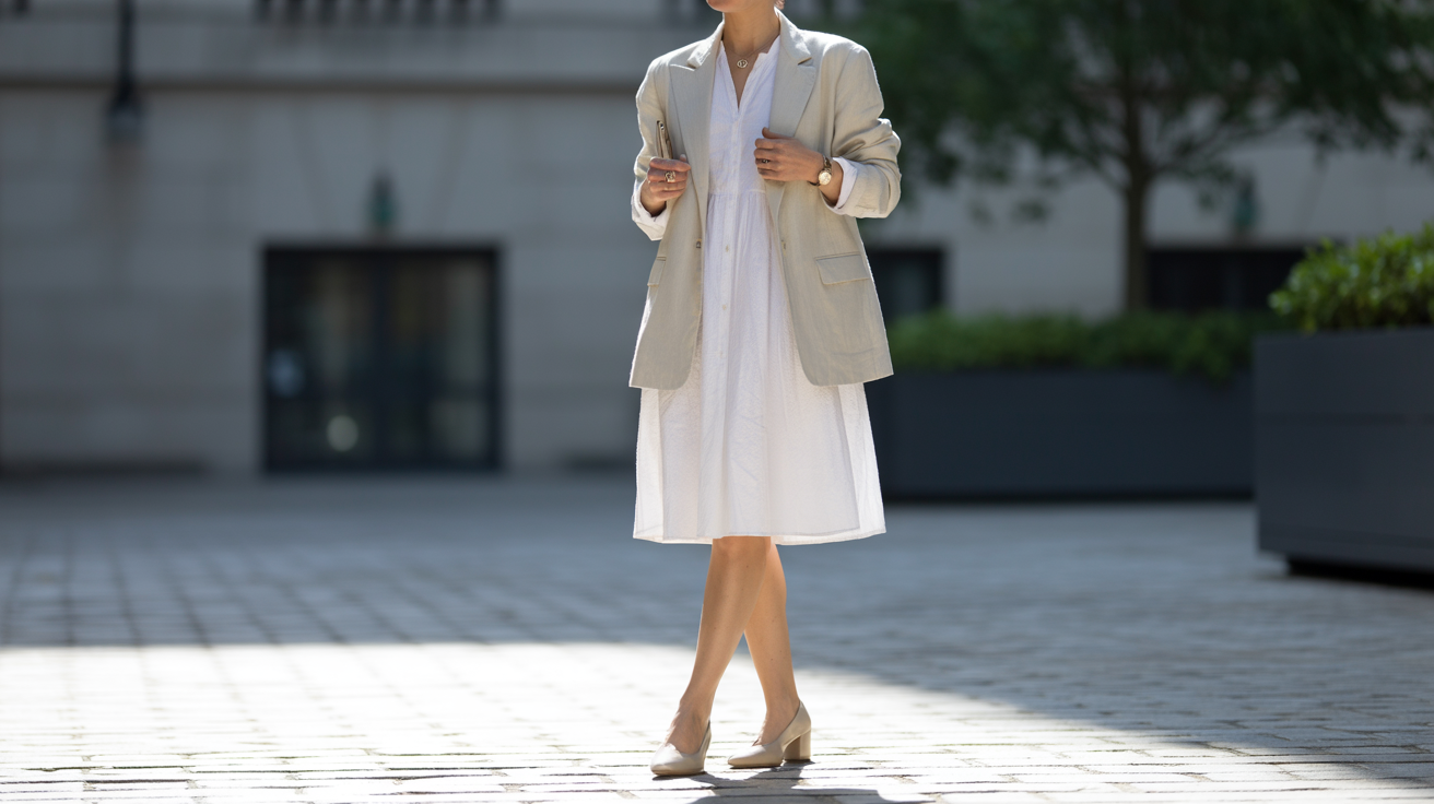 Cotton Dress with Light Blazer