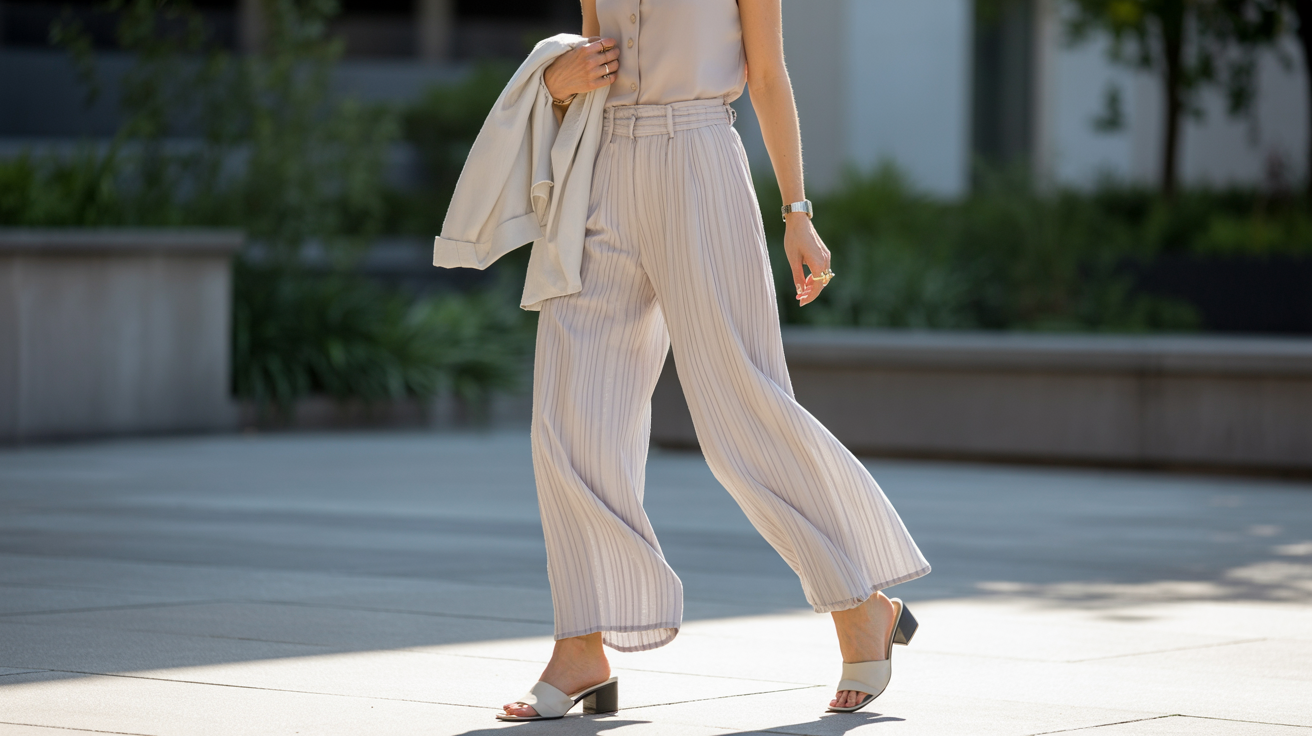 Flowy Trousers with Sleeveless Blouse
