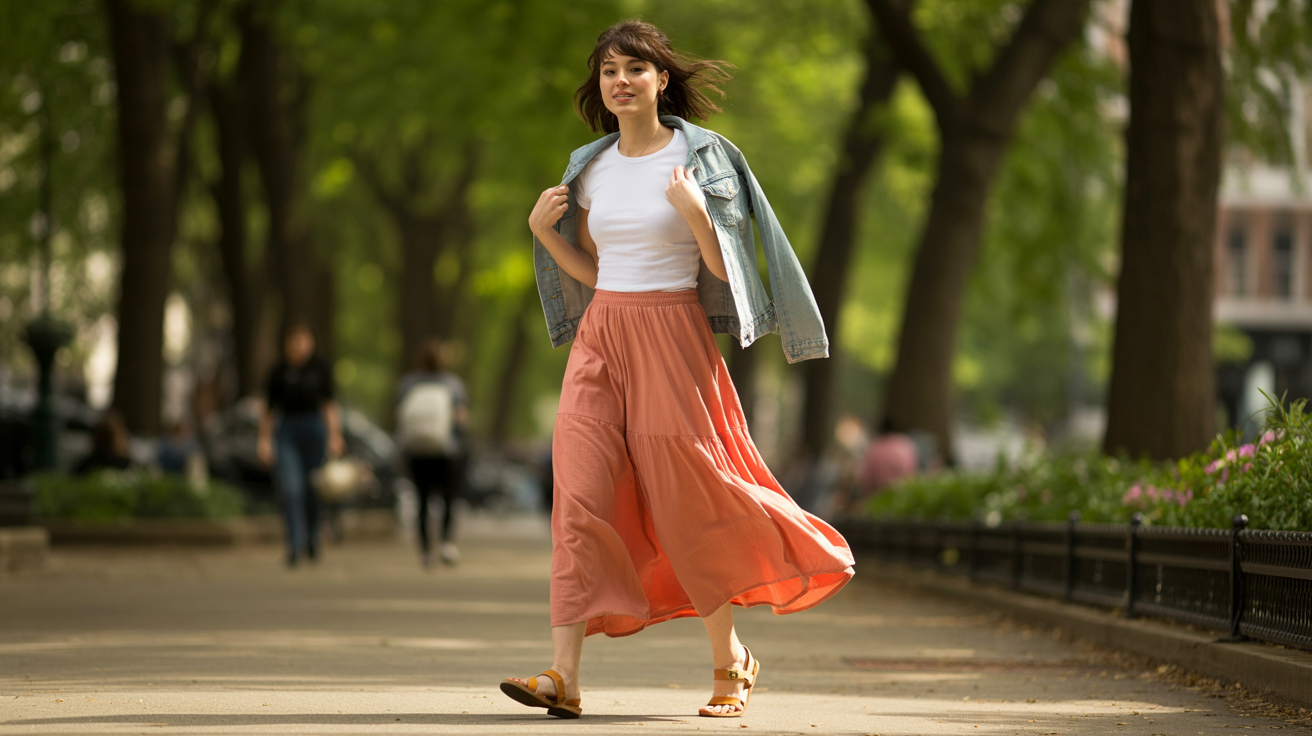 Maxi Skirt with Fitted Tee