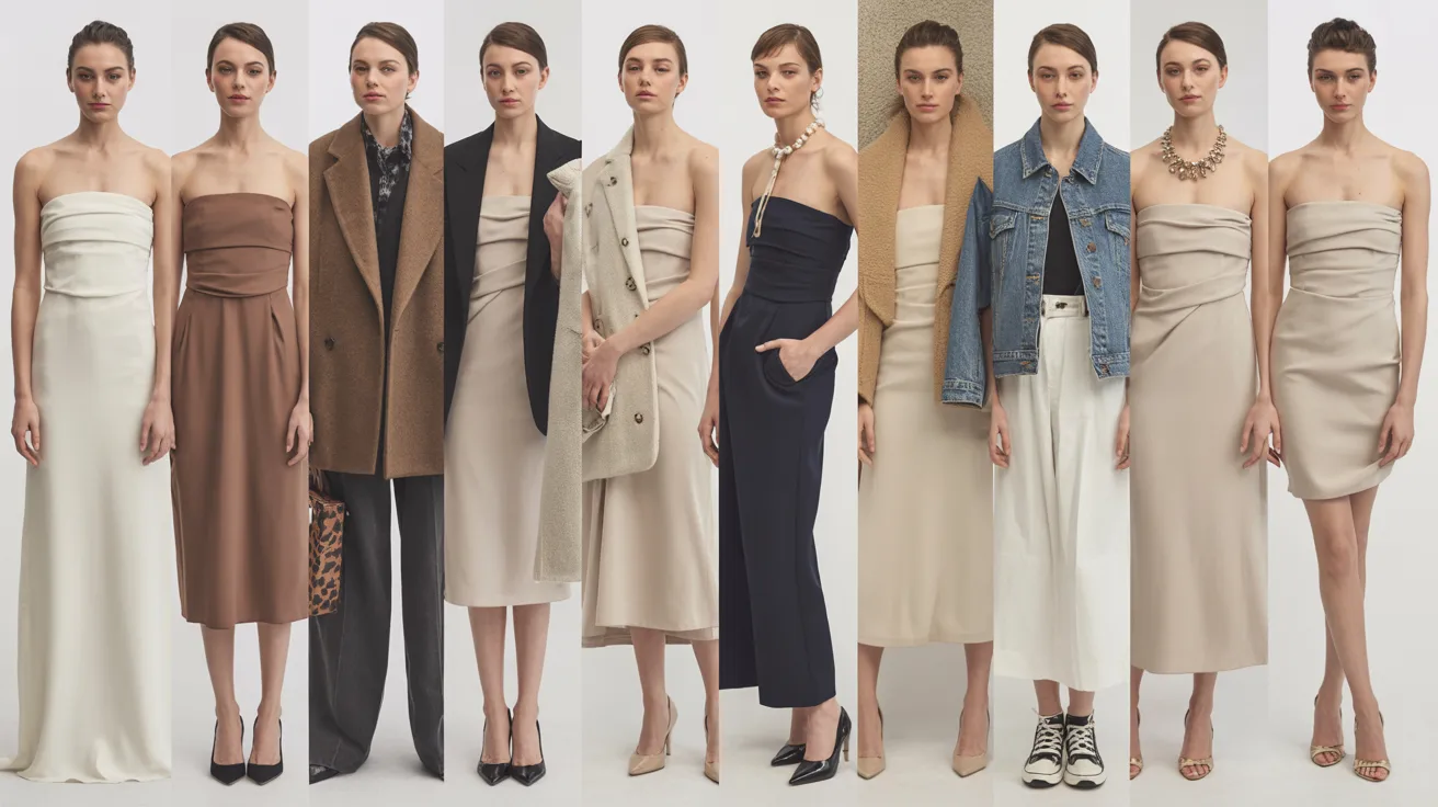 Models showcase a variety of colors and styles in their outfits, highlighting diverse fashion choices.