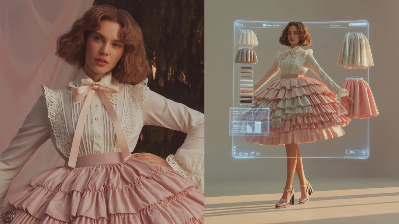 Two images of a woman wearing a pink dress and a white shirt, showcasing her style and confidence in different poses.