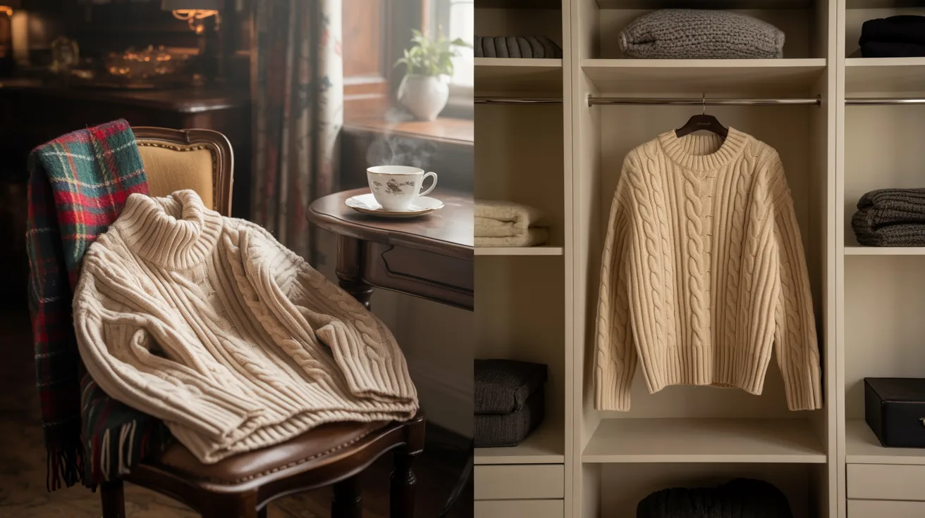 Comparison image showing a jumper and a sweater side by side, highlighting their differences in style and design