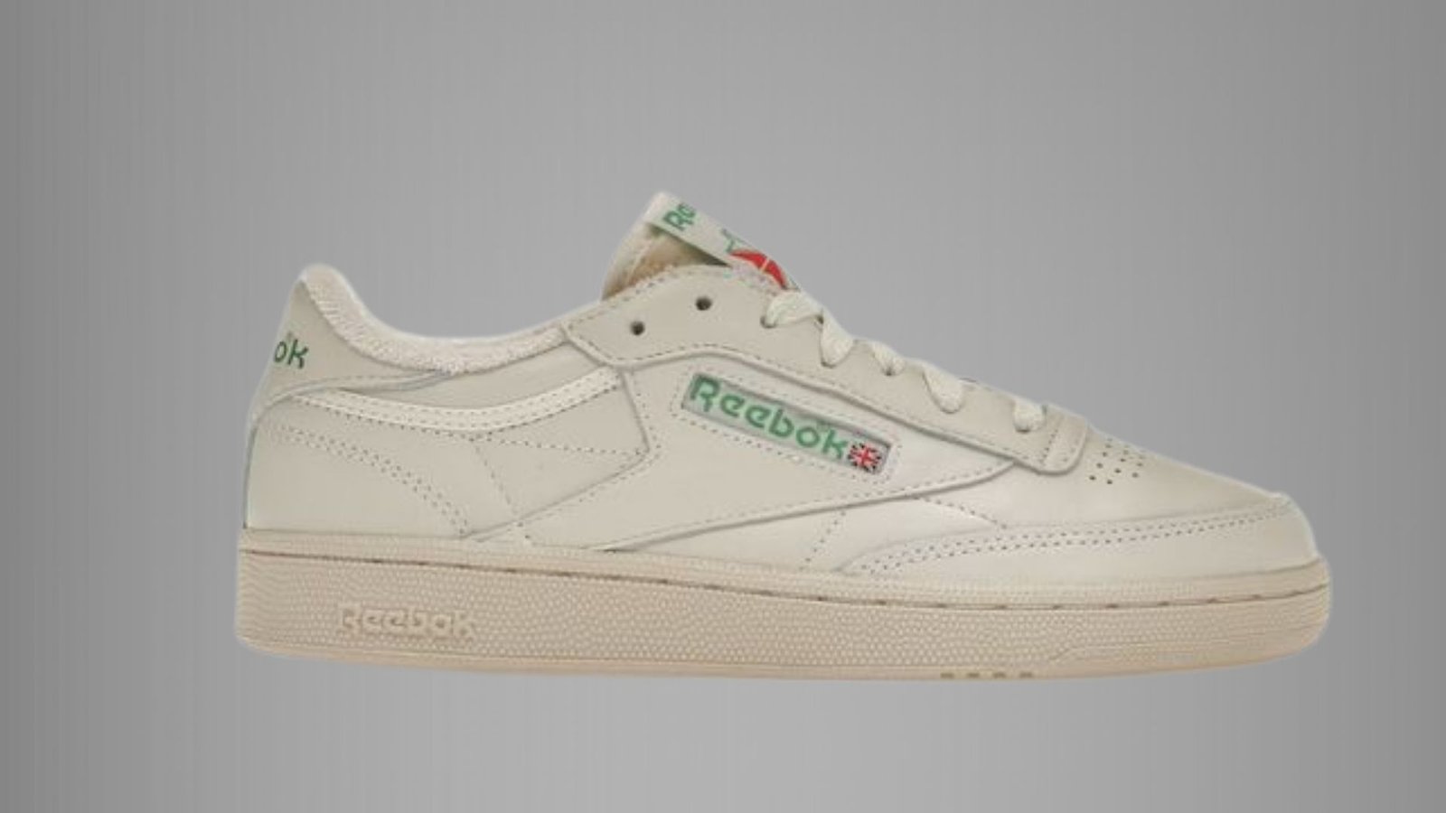 Reebok Club C 85 sneakers in white, featuring a classic design with a low-top silhouette and subtle branding.