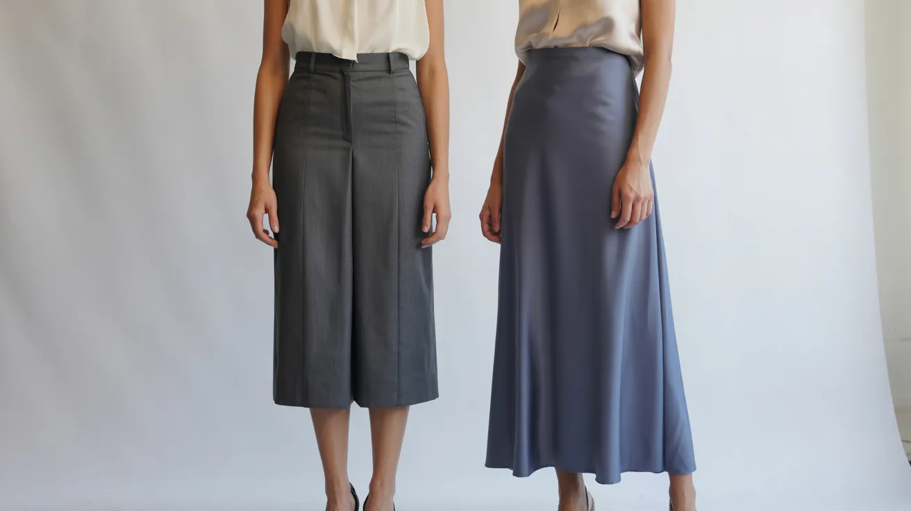 Two women in colorful skirts and blouses stand together, smiling in a bright outdoor setting.