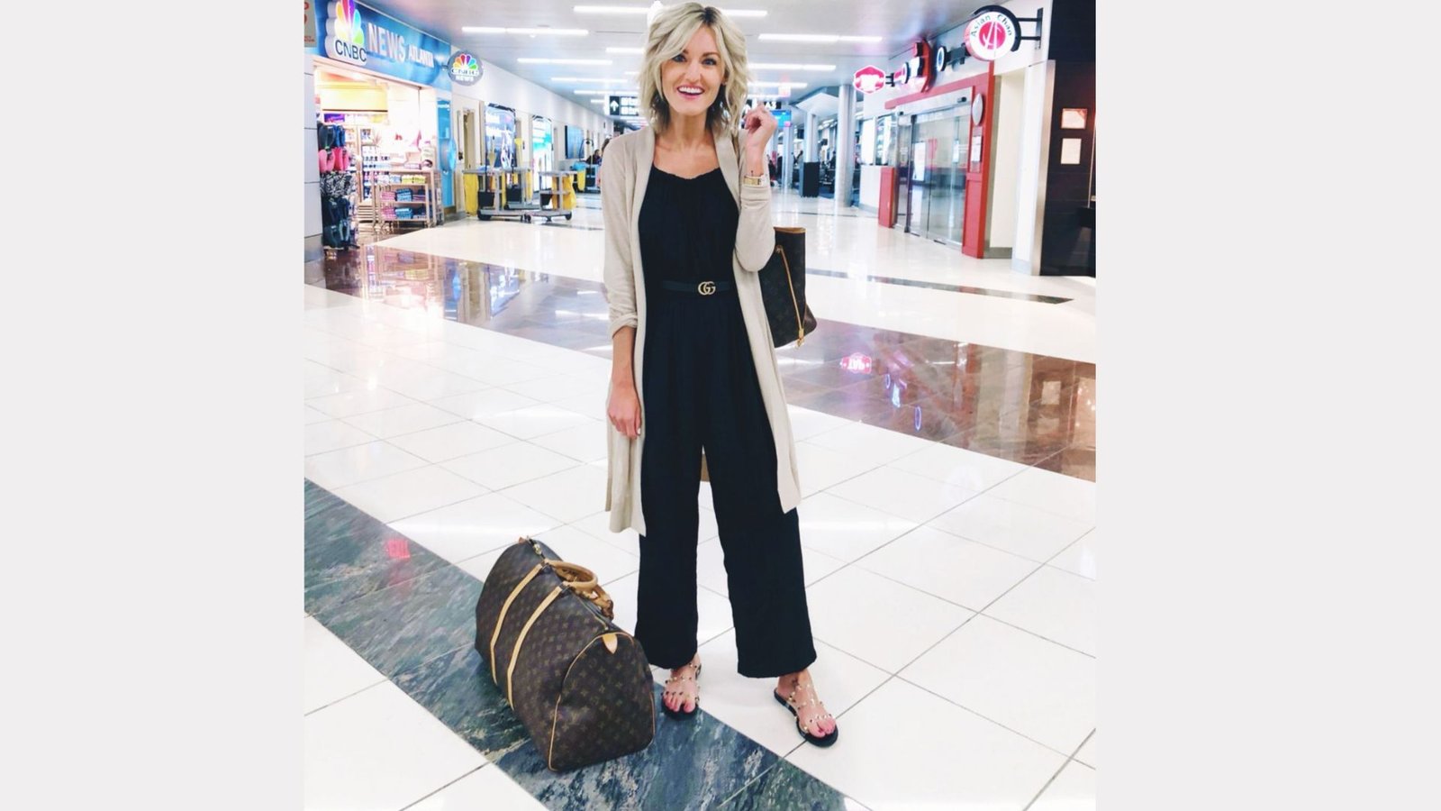 Oversized Cardigan and Fitted Jumpsuit
