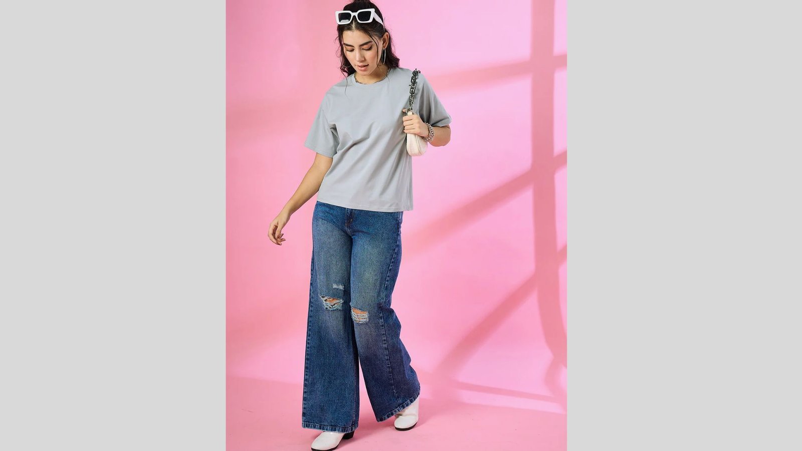Oversized T-Shirt + Wide-Leg Jeans