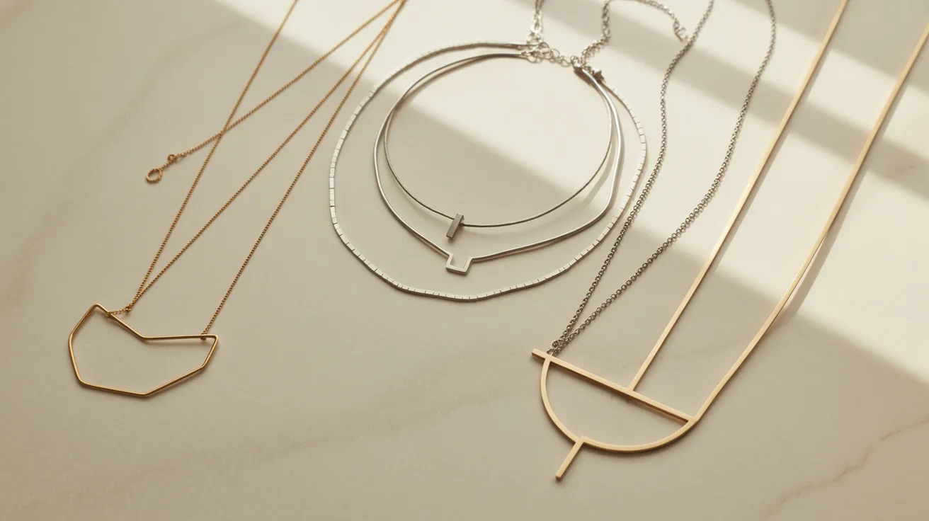 Three necklaces of different shapes and sizes arranged together, emphasizing their diverse styles and craftsmanship.