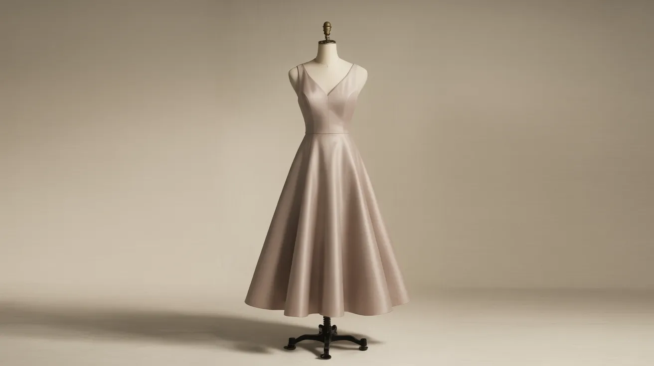 A dress displayed on a mannequin against a plain white background.