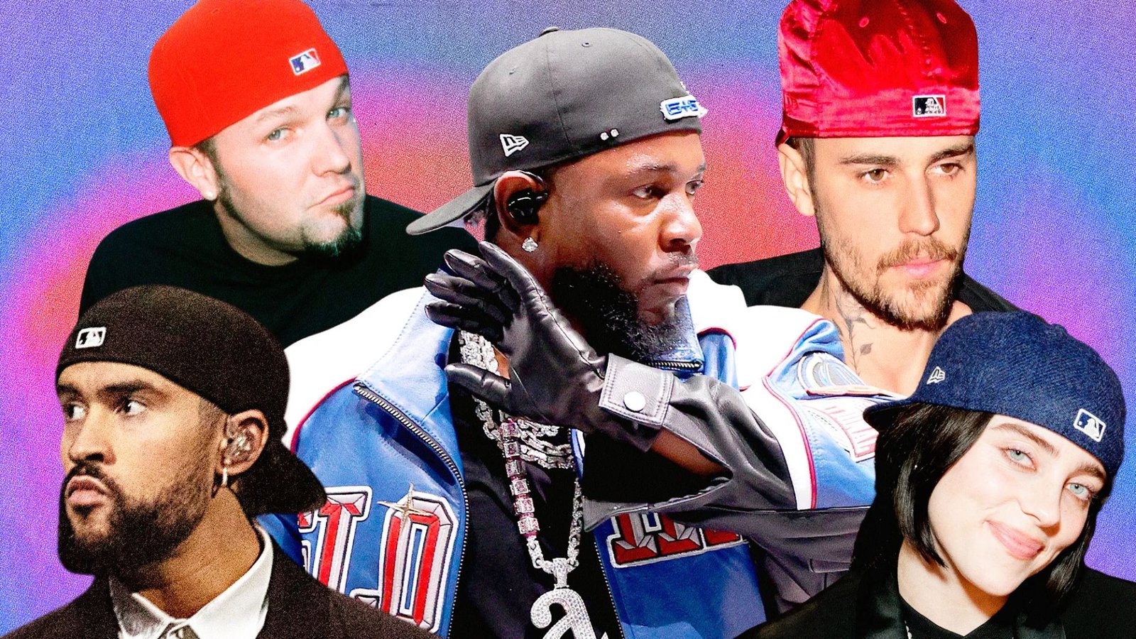 A collage of men showcasing different styles of hats, highlighting one man with a unique hat in the center.