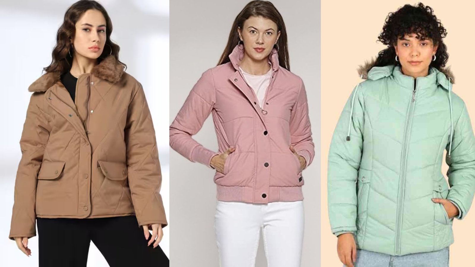Four jackets in various styles and colors displayed together, showcasing a range of fashion options.