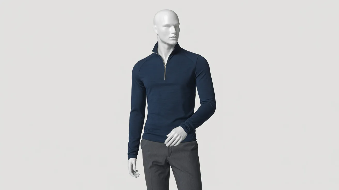 A mannequin dressed in a blue shirt and matching pants, displayed against a neutral background.