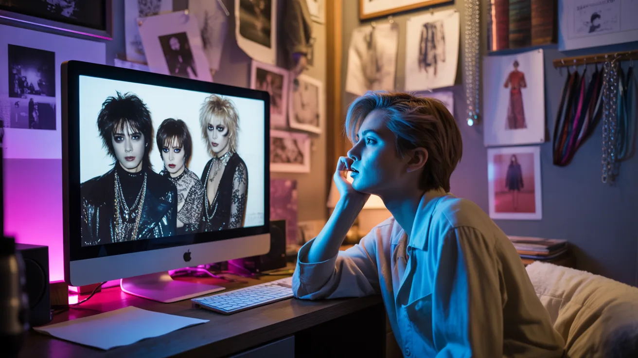 A woman seated at a desk, focused on her computer screen, with a professional workspace in the background.