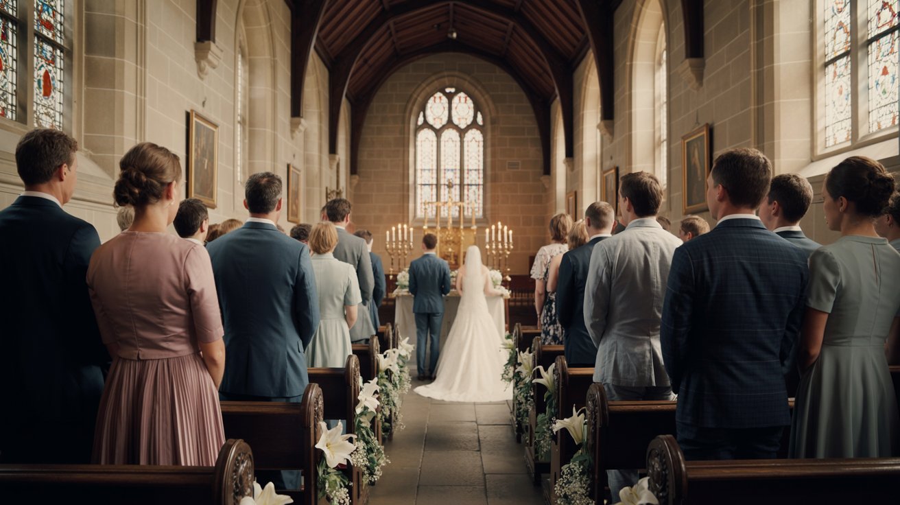 Formal and respectful outfits worn at church ceremonies like funerals and weddings