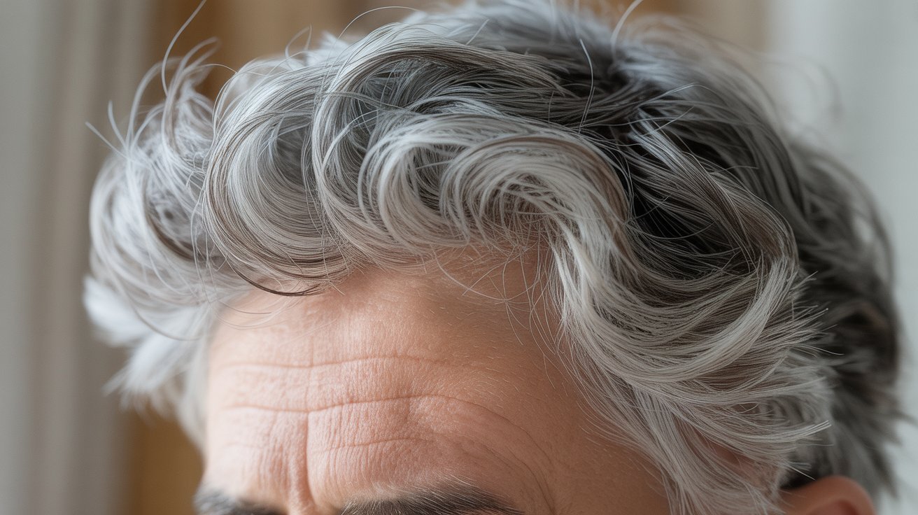 Dry and coarse hair texture in older woman
