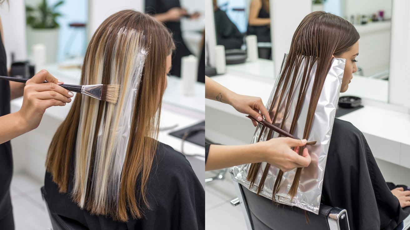 Difference between balayage freehand painting and foilyage foil application