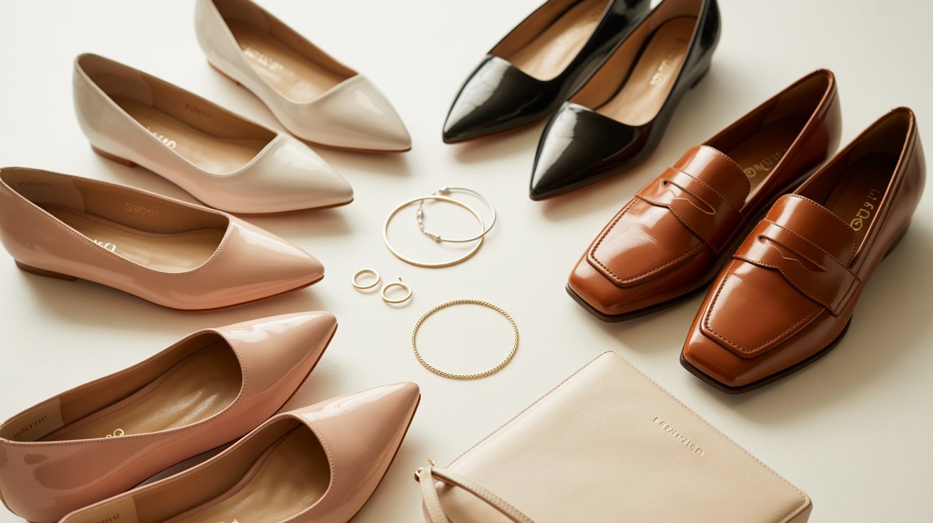 Appropriate footwear and simple accessories for church outfits
