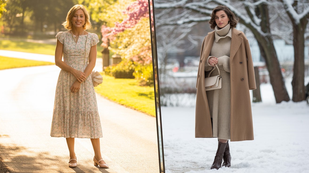 Comparison of summer and winter church outfit styles