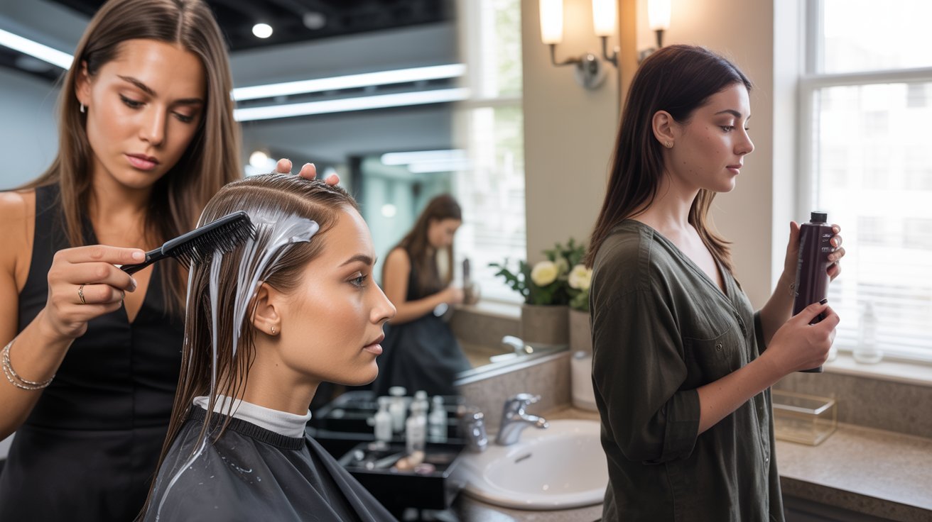 Comparison of salon hair glaze application and at-home treatment