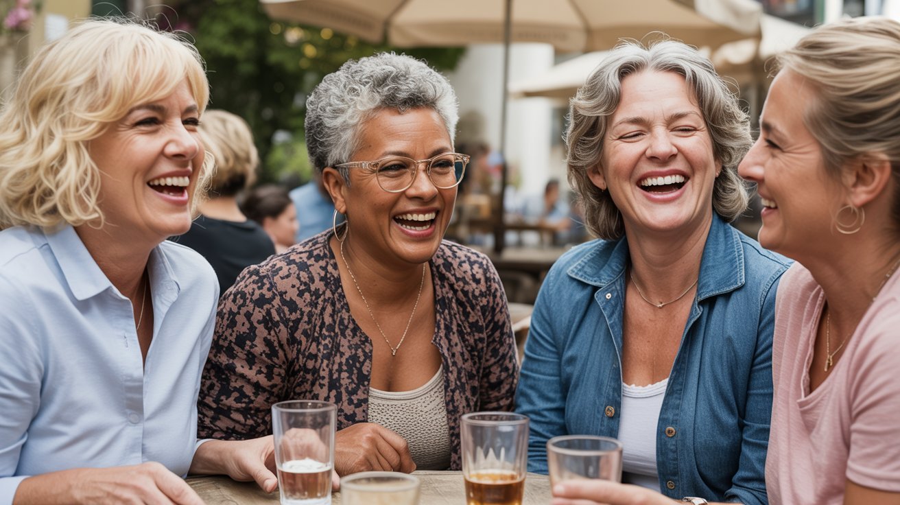 Older women with different hairstyles enjoying time together naturally
