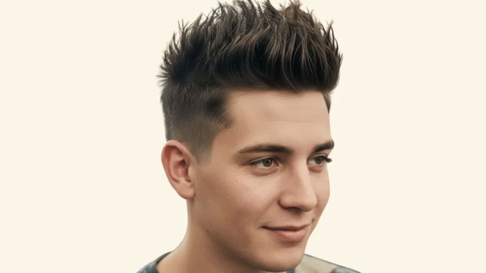 A young man with a choppy top disconnected undercut fade hairstyle and spiky hair, showcasing a modern, edgy look.