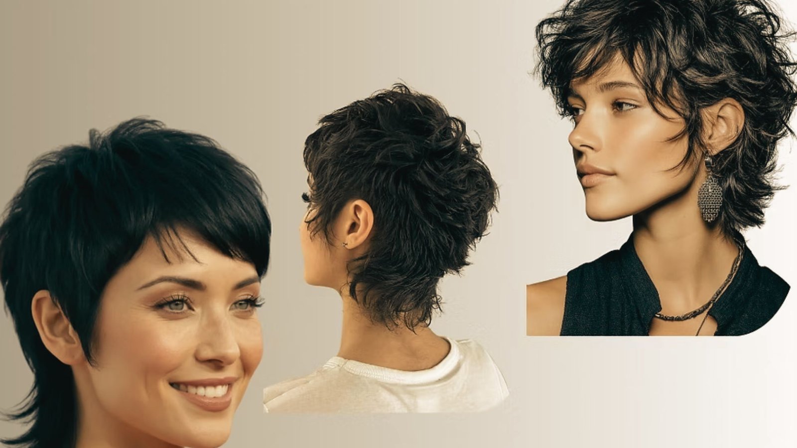 A girl with a choppy mullet haircut, showcasing a trendy short hairstyle for women.