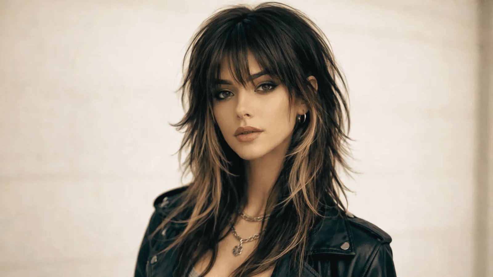 A dramatic new hairstyle featuring curtain bangs and a mullet, marking a significant change.