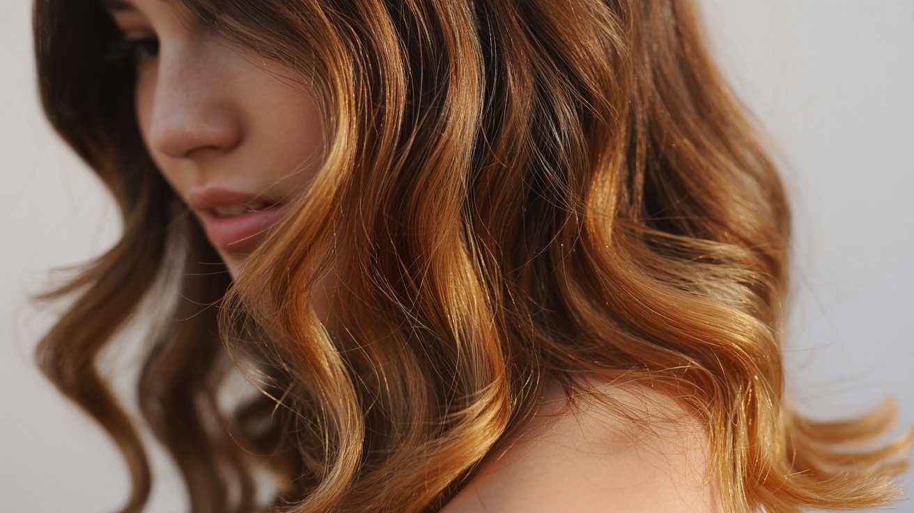 Hair with subtle color enhancement using tinted hair glaze