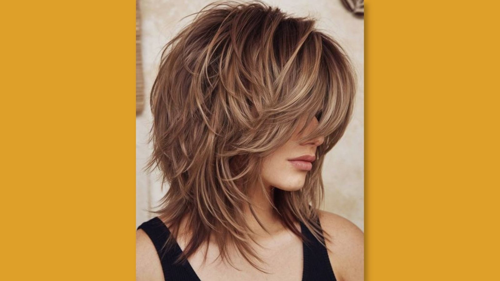 Low maintenance wavy medium length textured lob with deep side part and tousled layers on platinum blonde hair for round face 
