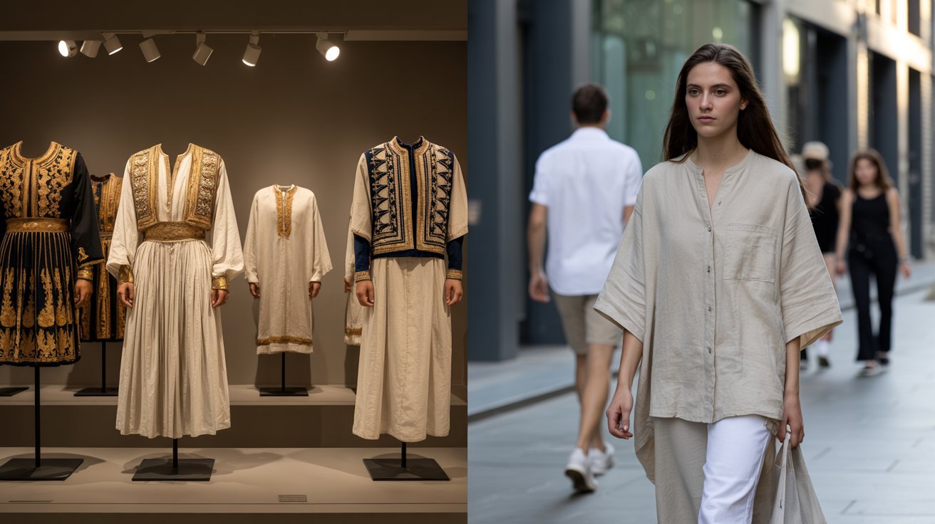 Traditional vs modern Greece clothing style comparison