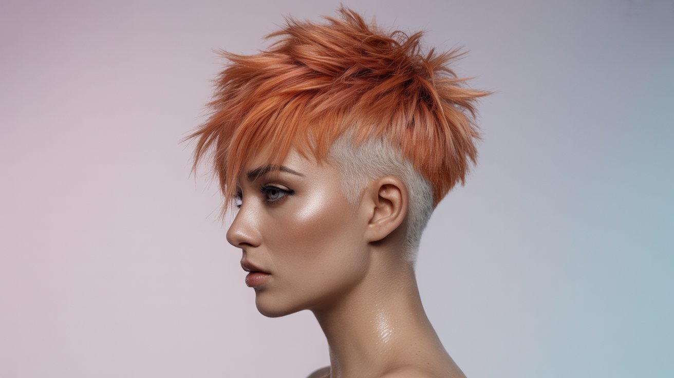 A woman with a Choppy Undercut Messy Pixie Cut